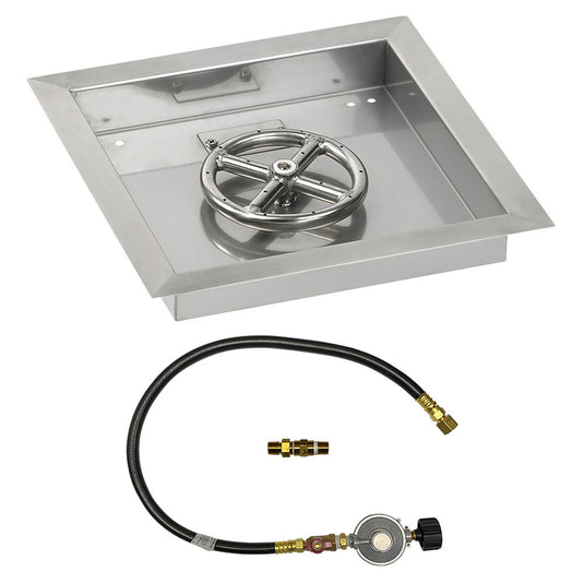 12" Square Drop-In Pan with Match Light Kit (6" Fire Pit Ring) - Propane