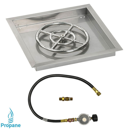 18" Square Drop-In Pan with Match Light Kit (12" Fire Pit Ring) - Propane