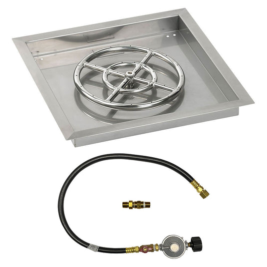 18" Square Drop-In Pan with Match Light Kit (12" Fire Pit Ring) - Propane