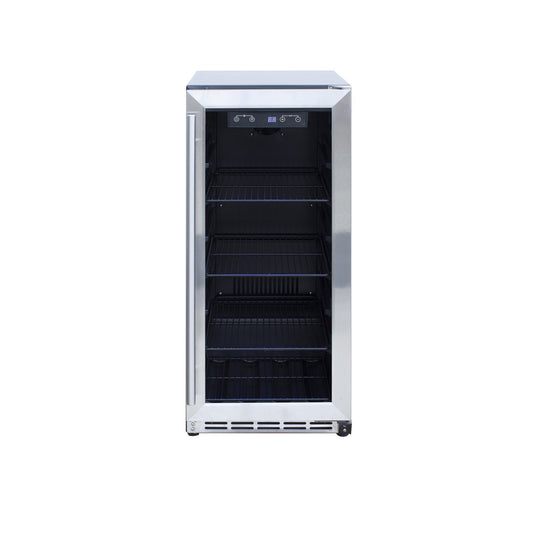 Summerset Grills 15" Stainless Steel Outdoor Rated Refrigerator With Glass Door