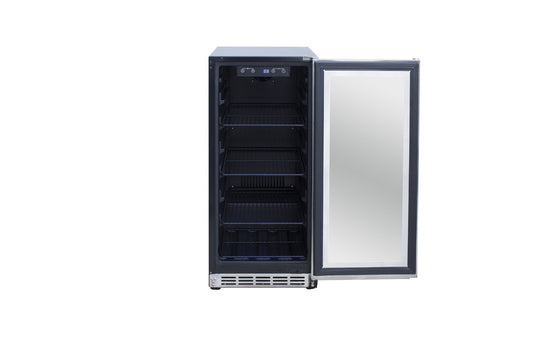 Summerset Grills 15" Stainless Steel Outdoor Rated Refrigerator With Glass Door