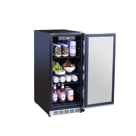 Summerset Grills 15" Stainless Steel Outdoor Rated Refrigerator With Stainless Steel Door