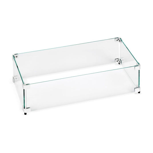 Rectangular Glass Flame Guard for  Drop-In Fire Pit Pan