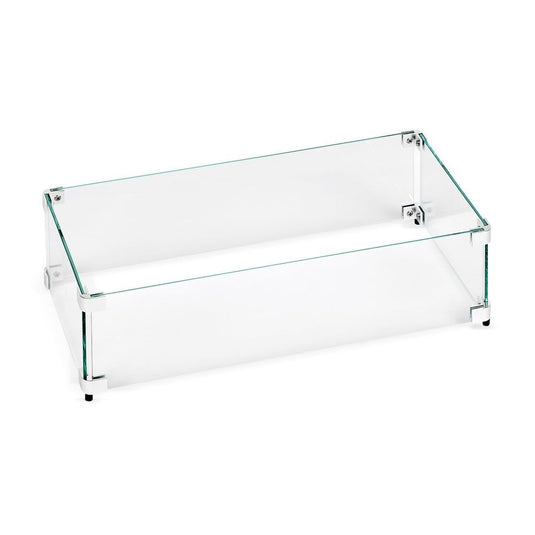 Rectangular Glass Flame Guard for  Drop-In Fire Pit Pan