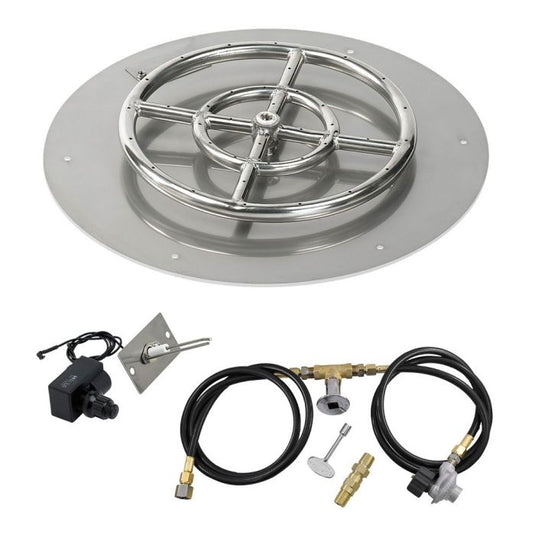 Round Stainless Steel Flat Pan with Spark Ignition Kit