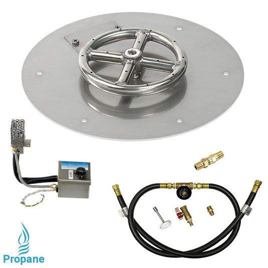Round Stainless Steel Flat Pan with Match Light Kit